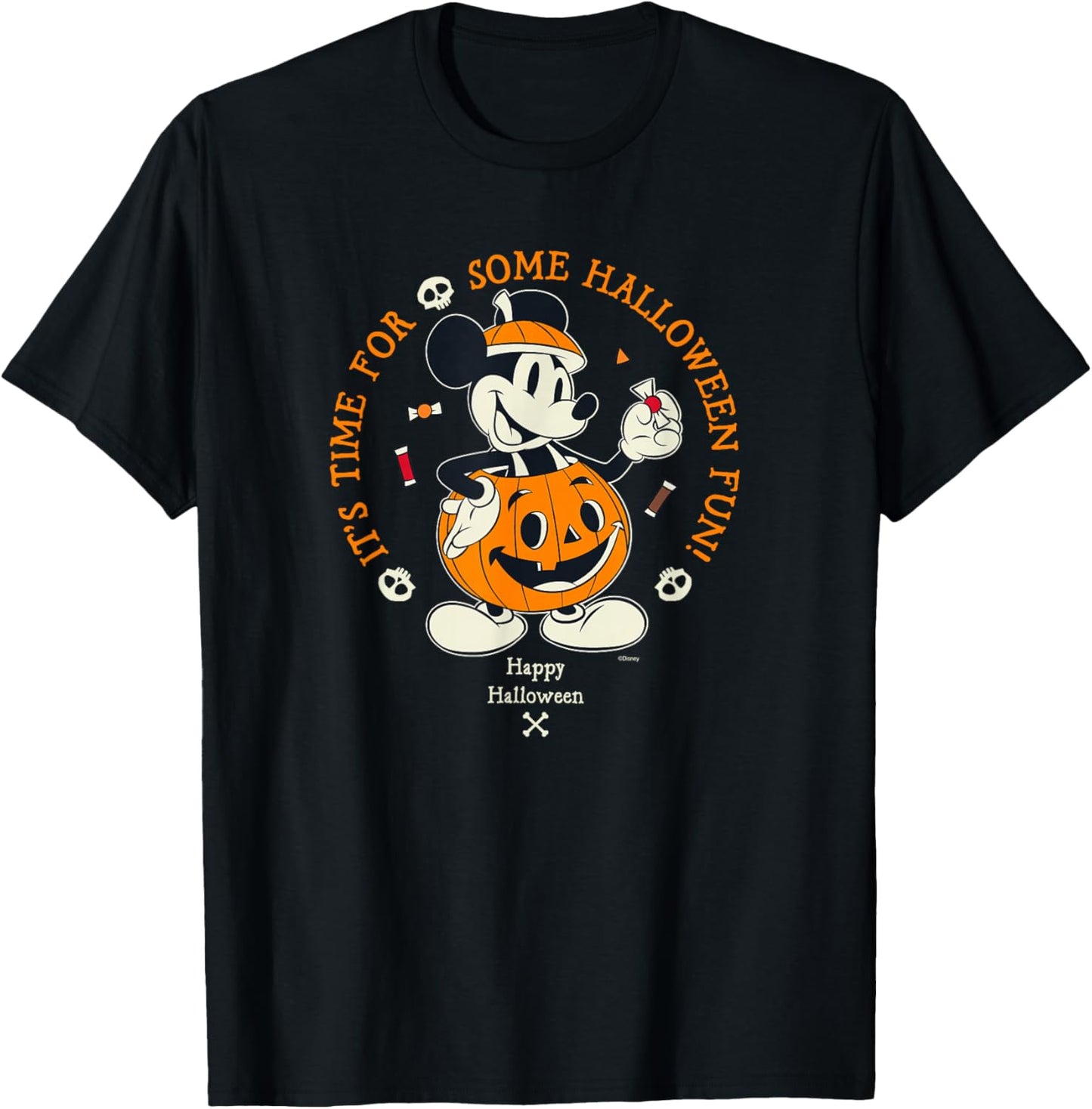 Disney Mickey Mouse Time for Halloween Fun Pumpkin Costume T-Shirt - T-Shirt | Black