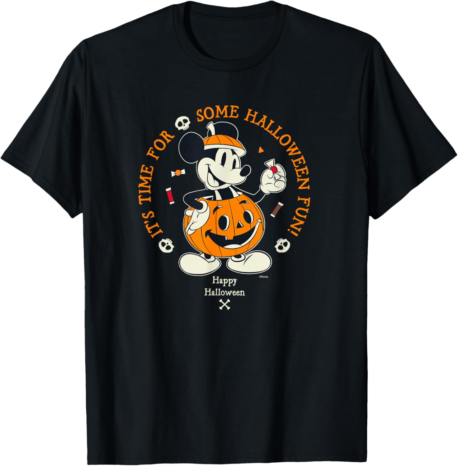 Disney Mickey Mouse Time for Halloween Fun Pumpkin Costume T-Shirt - T-Shirt | Black