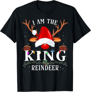 I Am The King Reindeer Christmas Family T-Shirt - T-Shirt | Black