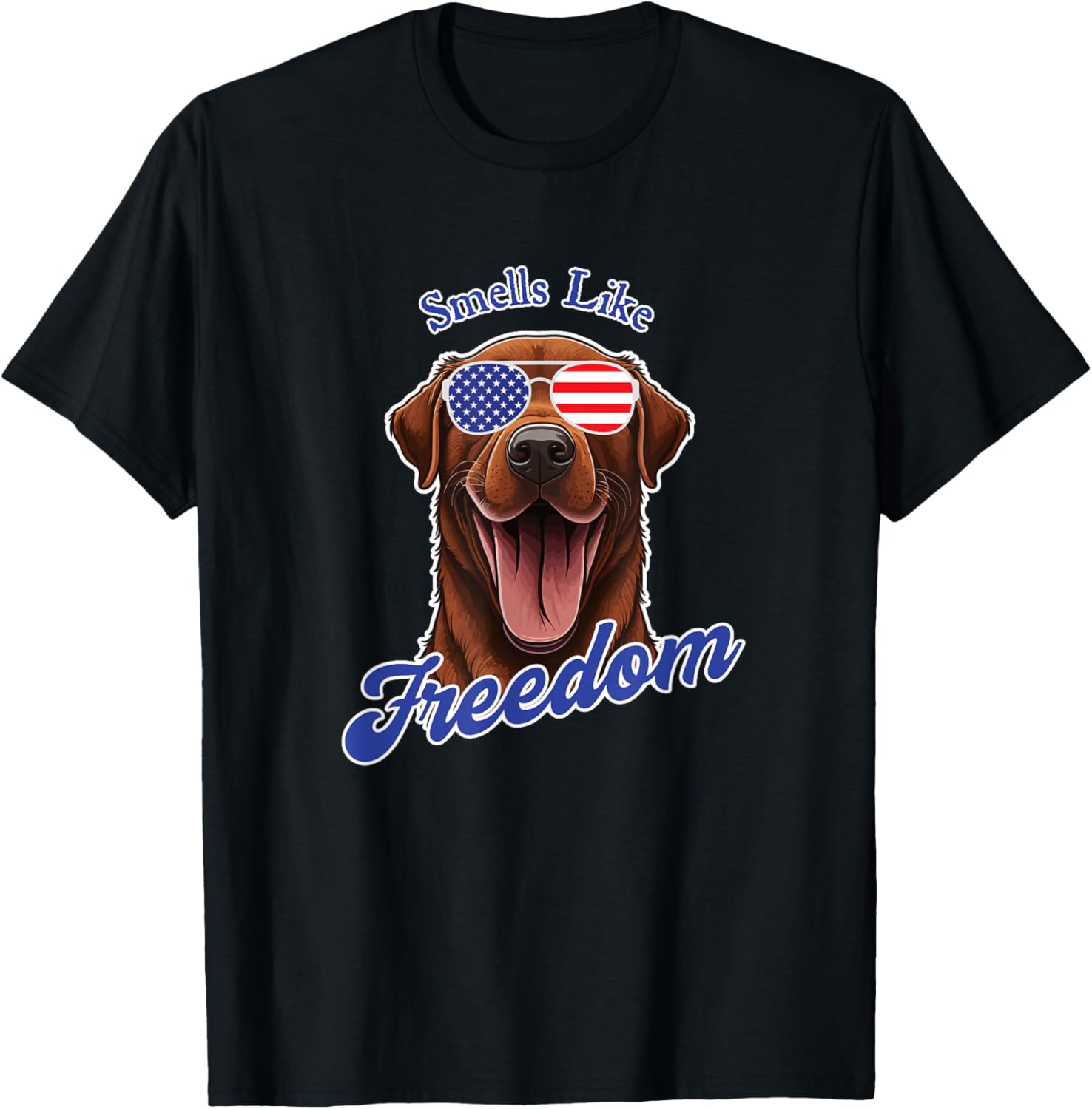 Chocolate Lab American Flag Patriotic 4th of July Vintage Women Men T-Shirt - T-Shirt | Black
