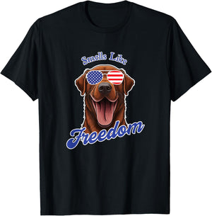 Chocolate Lab American Flag Patriotic 4th of July Vintage Women Men T-Shirt - T-Shirt | Black