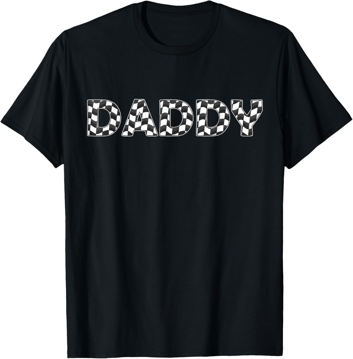 Checkered race car Daddy White Black Checkerboard men Flag T-Shirt - T-Shirt | Black