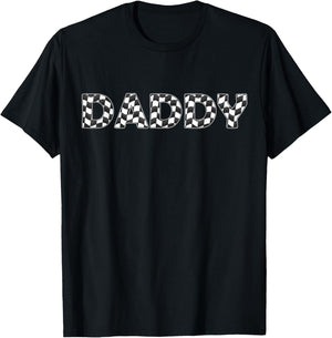 Checkered race car Daddy White Black Checkerboard men Flag T-Shirt - T-Shirt | Black