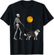 Border Collie Skeleton Dog Walking Halloween Costume Women Girls Kids T-Shirt - T-Shirt | Black