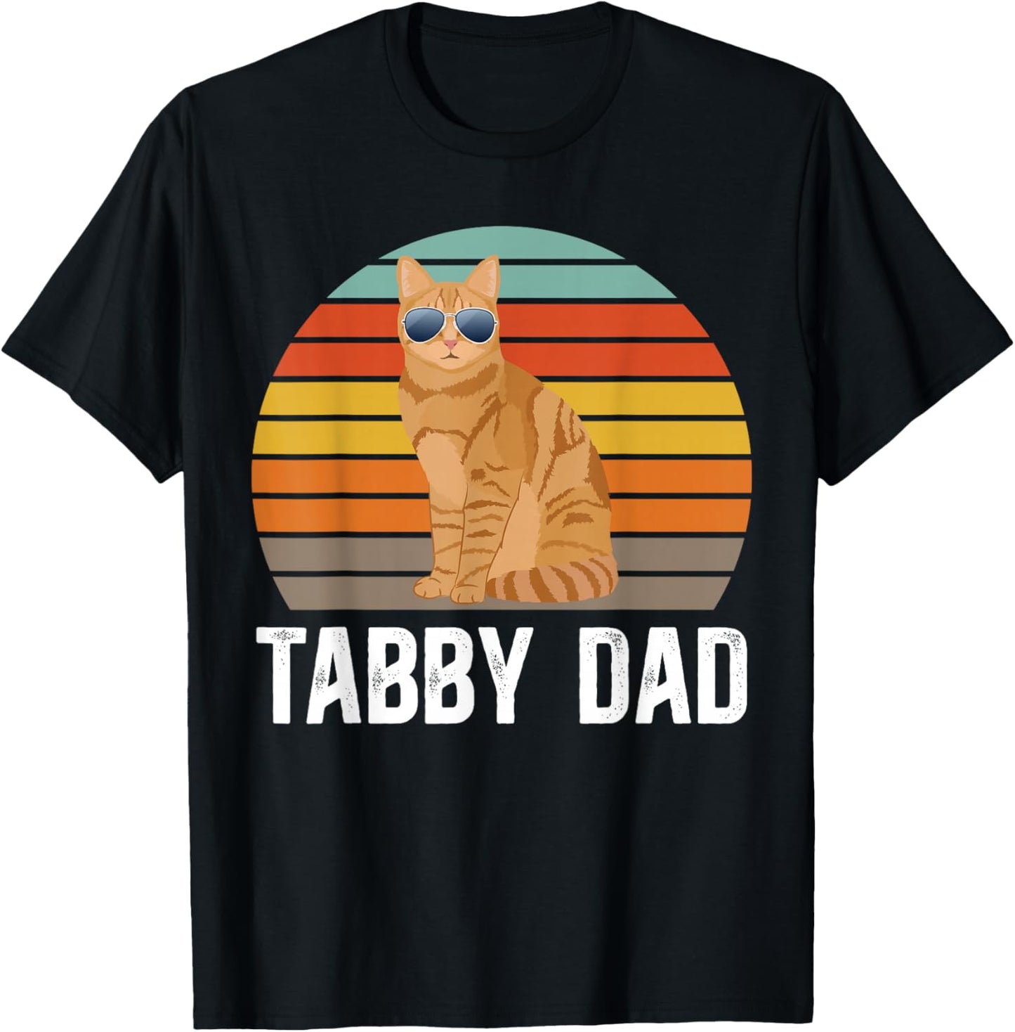 Orange Tabby Cat Dad Retro Orange Tabby Cat Owner T-Shirt - T-Shirt | Black