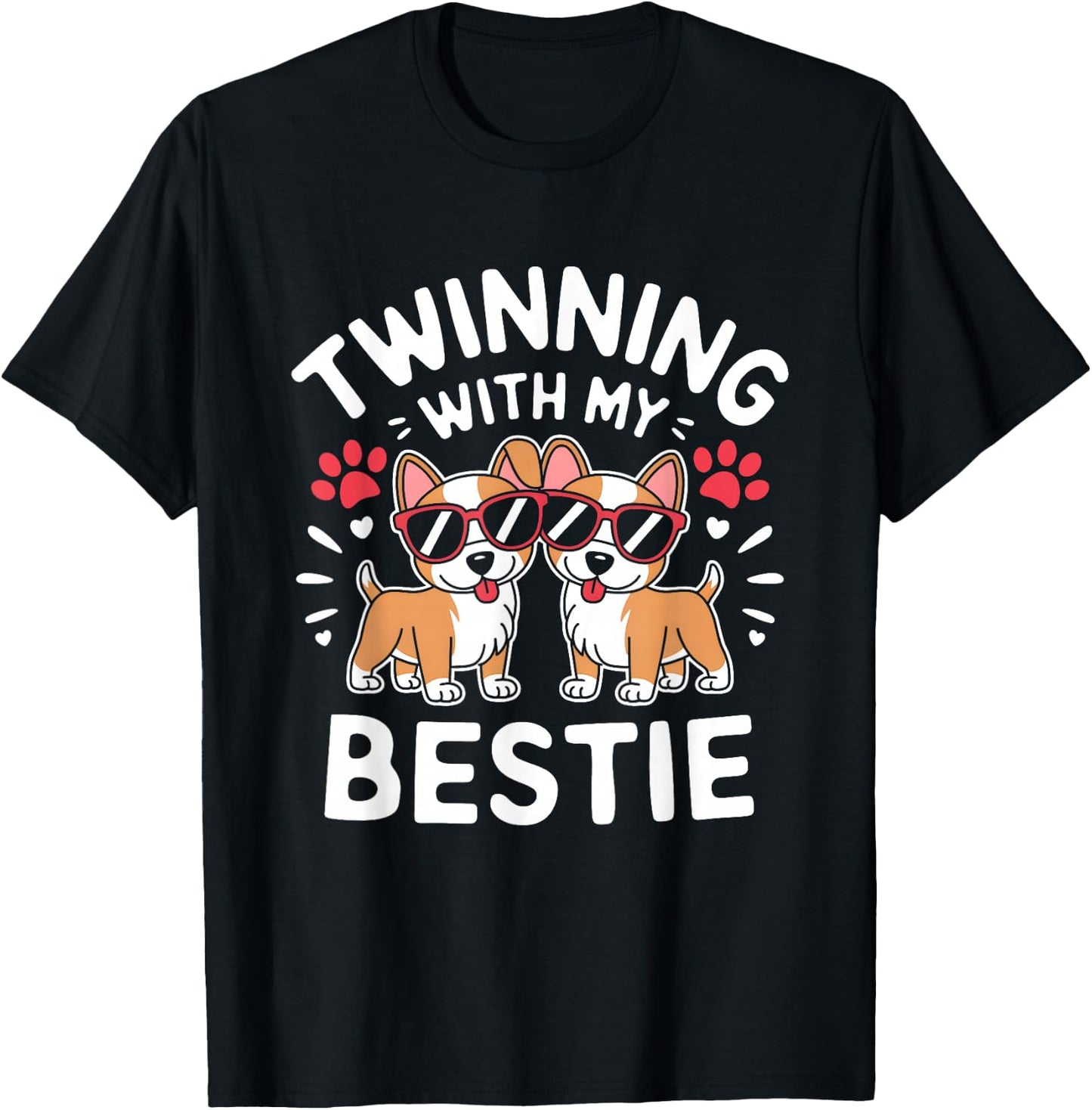 Twinning With My Bestie Dog Cute Friends Matching T-Shirt - T-Shirt | Black