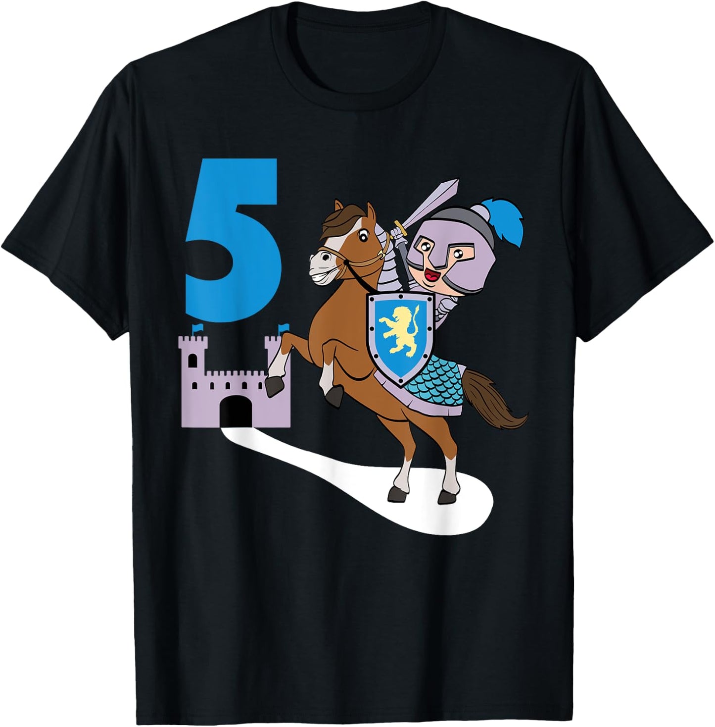 Children's Knight 5th Birthday Castle Castle Armor Medieval T-Shirt - T-Shirt | Black