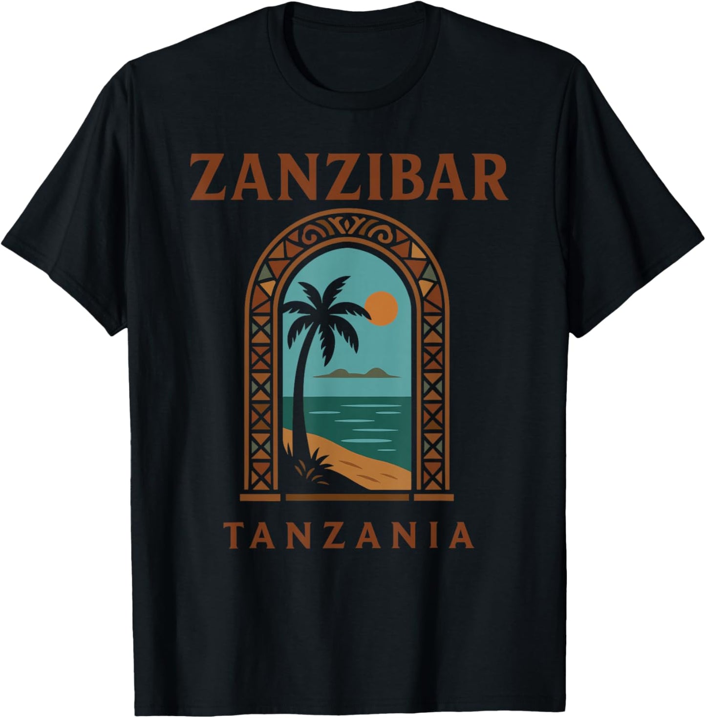 Zanzibar Tanzania Retro Stone Town Island Travel African Art T-Shirt - T-Shirt | Black
