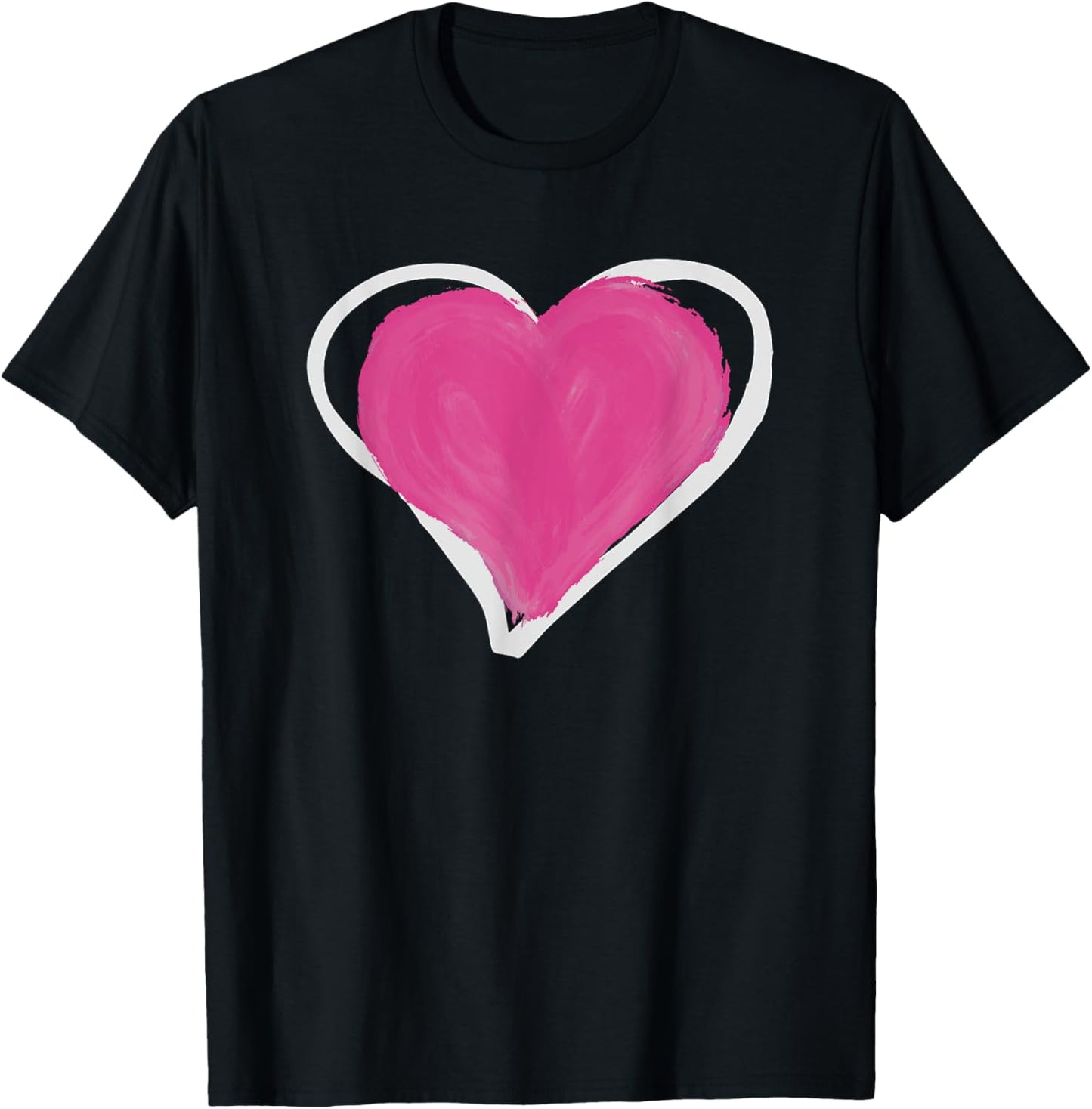 Pink and White Heart, Double Heart Valentine T-Shirt - T-Shirt | Black