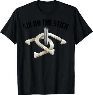 Cool Six On The Stick | Funny Horseshoe Pitching Lover Gift T-Shirt - T-Shirt | Black
