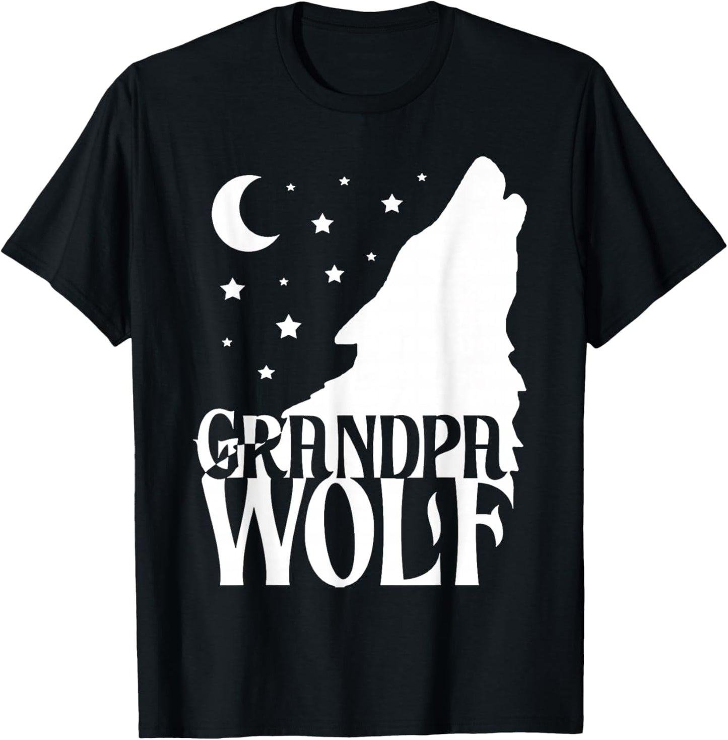 Grandpa Wolf Gift Matching Family Tribe Wolves Moon T-Shirt - T-Shirt | Black