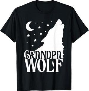 Grandpa Wolf Gift Matching Family Tribe Wolves Moon T-Shirt - T-Shirt | Black