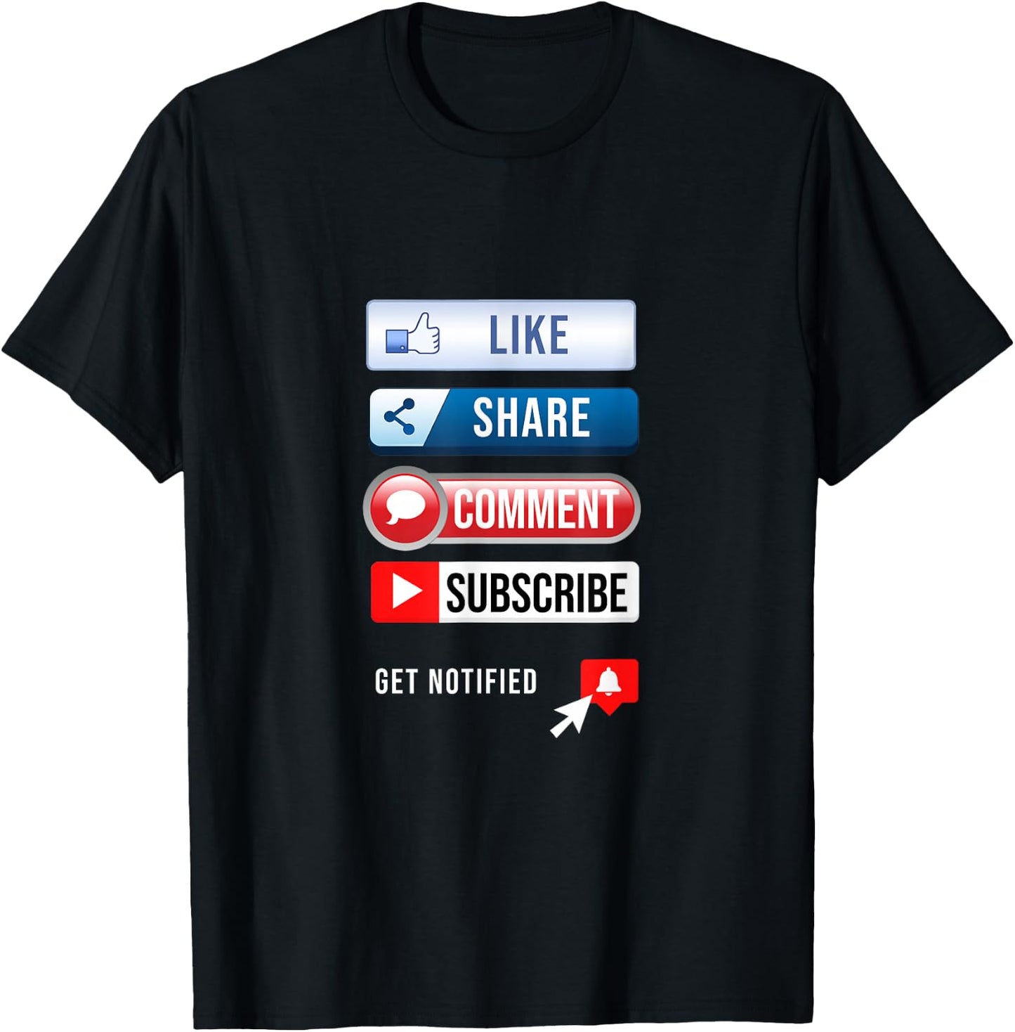 Social Media Like Share Comment Subscribe Vlogger T-Shirt - T-Shirt | Black