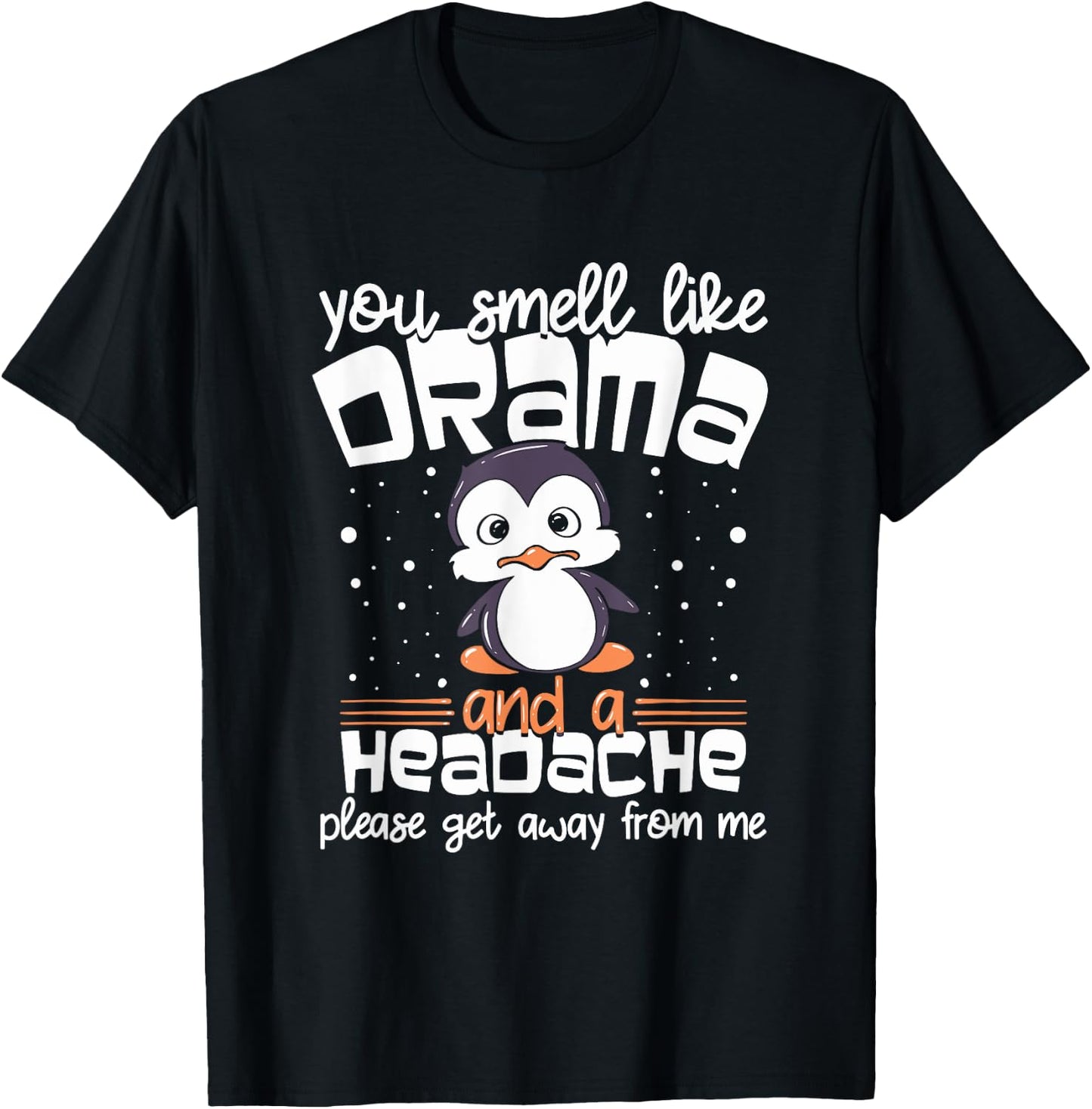 Funny Penguin Drama and Headache Design for Introverts T-Shirt - T-Shirt | Black