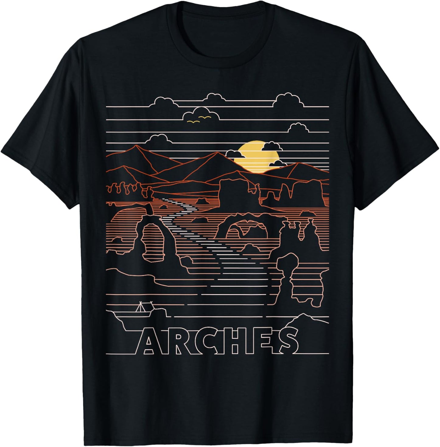 Vintage Retro Arches National Park - Delicate Arch Moab Utah T-Shirt - T-Shirt | Black