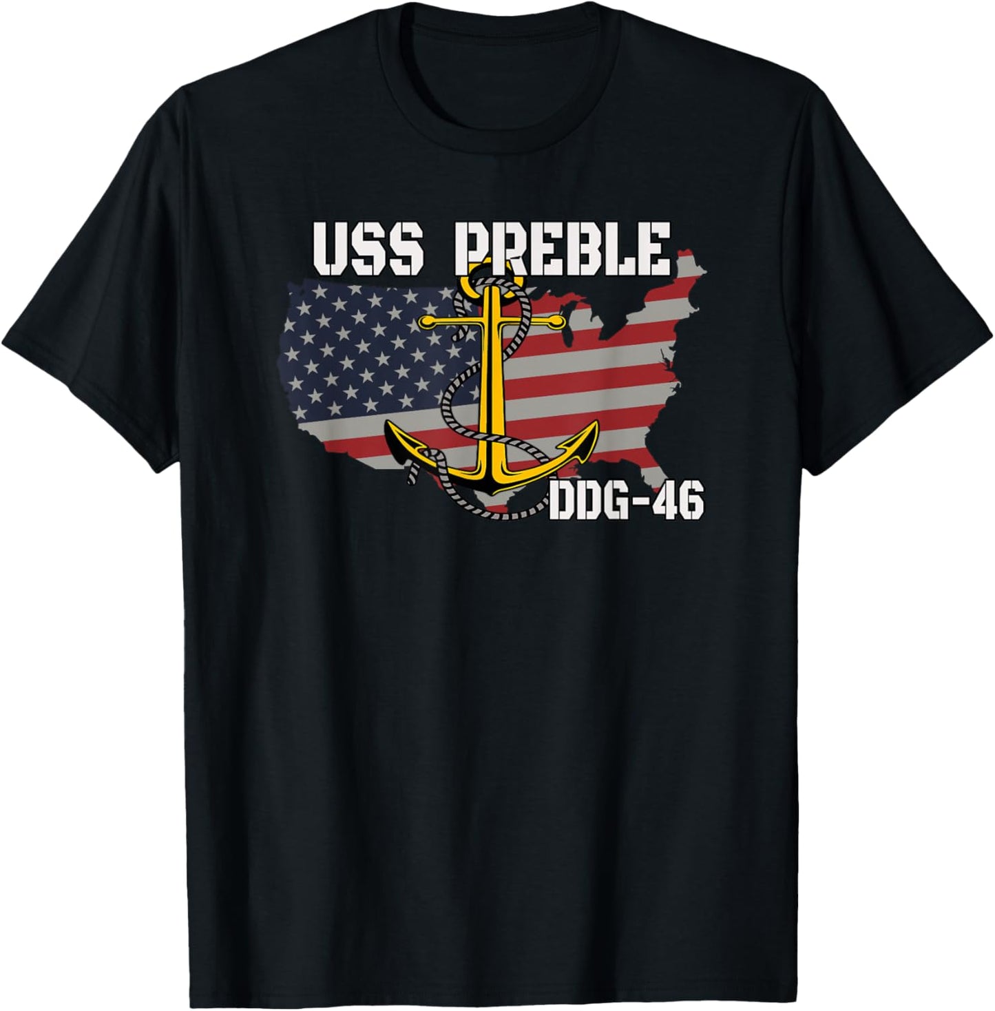 USS Preble DDG-46 Destroyer Veterans Day Father Grandpa Dad T-Shirt - T-Shirt | Black