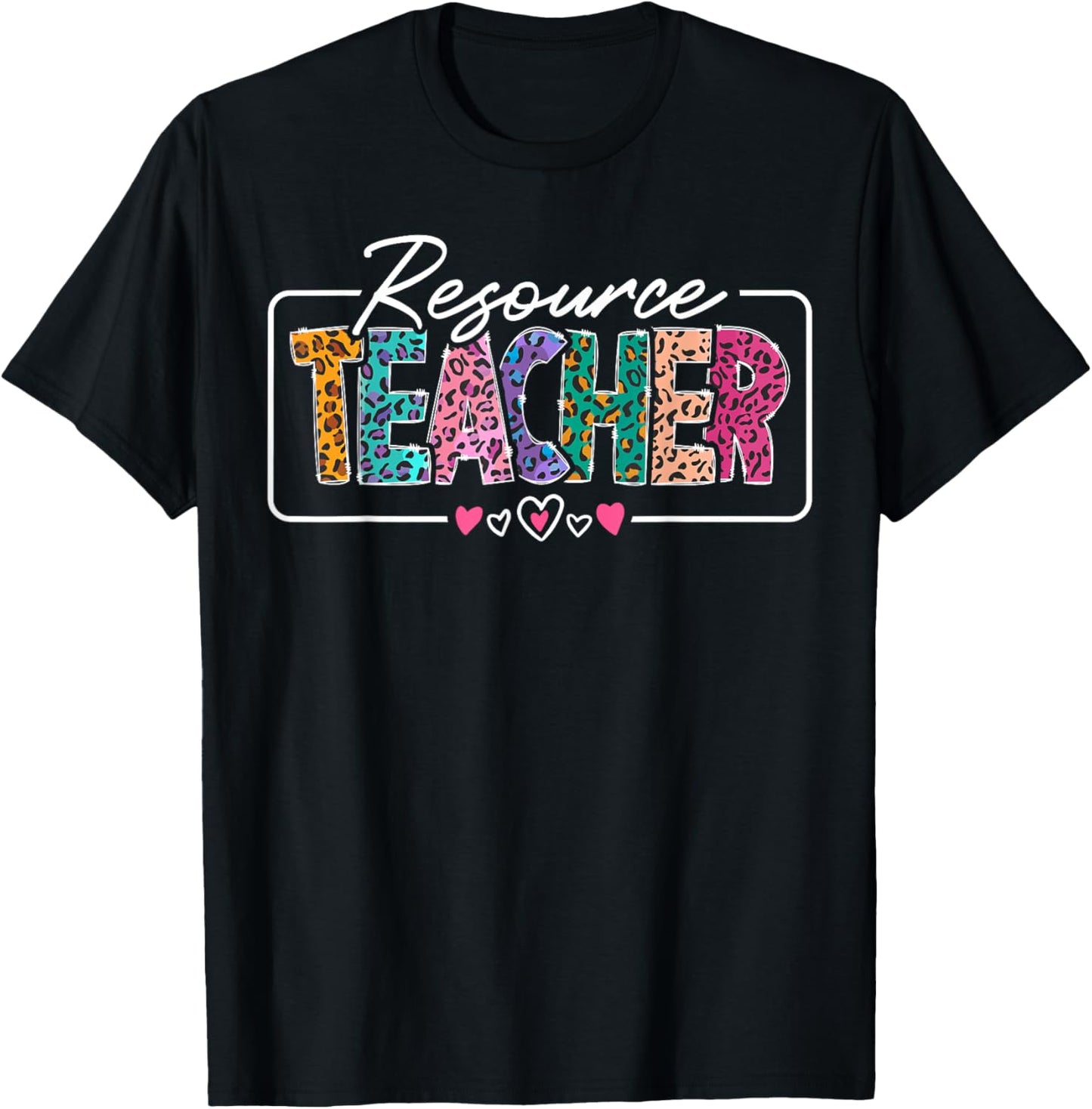 Resource Teacher Appreciation Heart Leopard Women T-Shirt - T-Shirt | Black