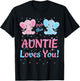 Auntie Gender Reveal Elephant Pink Blue Matching Family Aunt T-Shirt - T-Shirt | Black