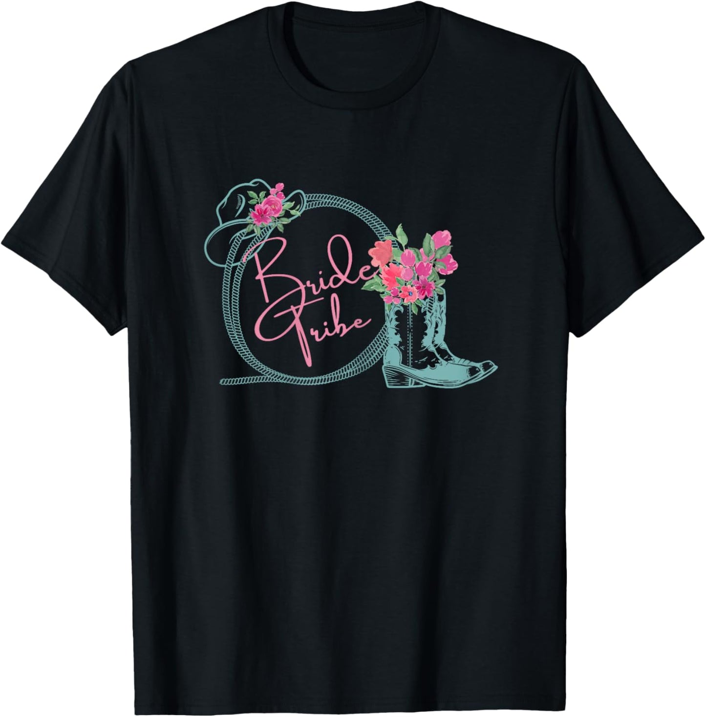 Bride Tribe Bachelorette Nashville Country Coastal Theme T-Shirt - T-Shirt | Black