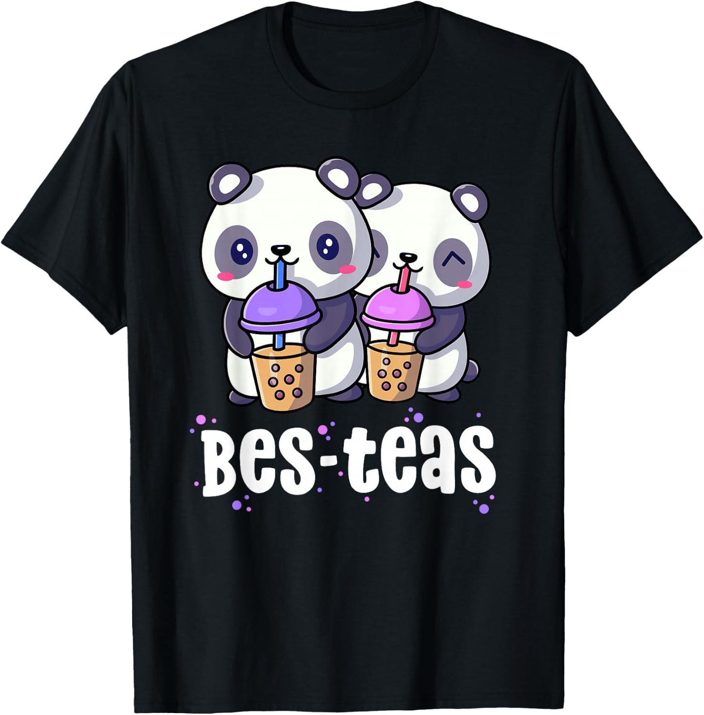 Boba Shirt Women Girls Bes Teas Kawaii Panda Bubble Tea T-Shirt - T-Shirt | Black