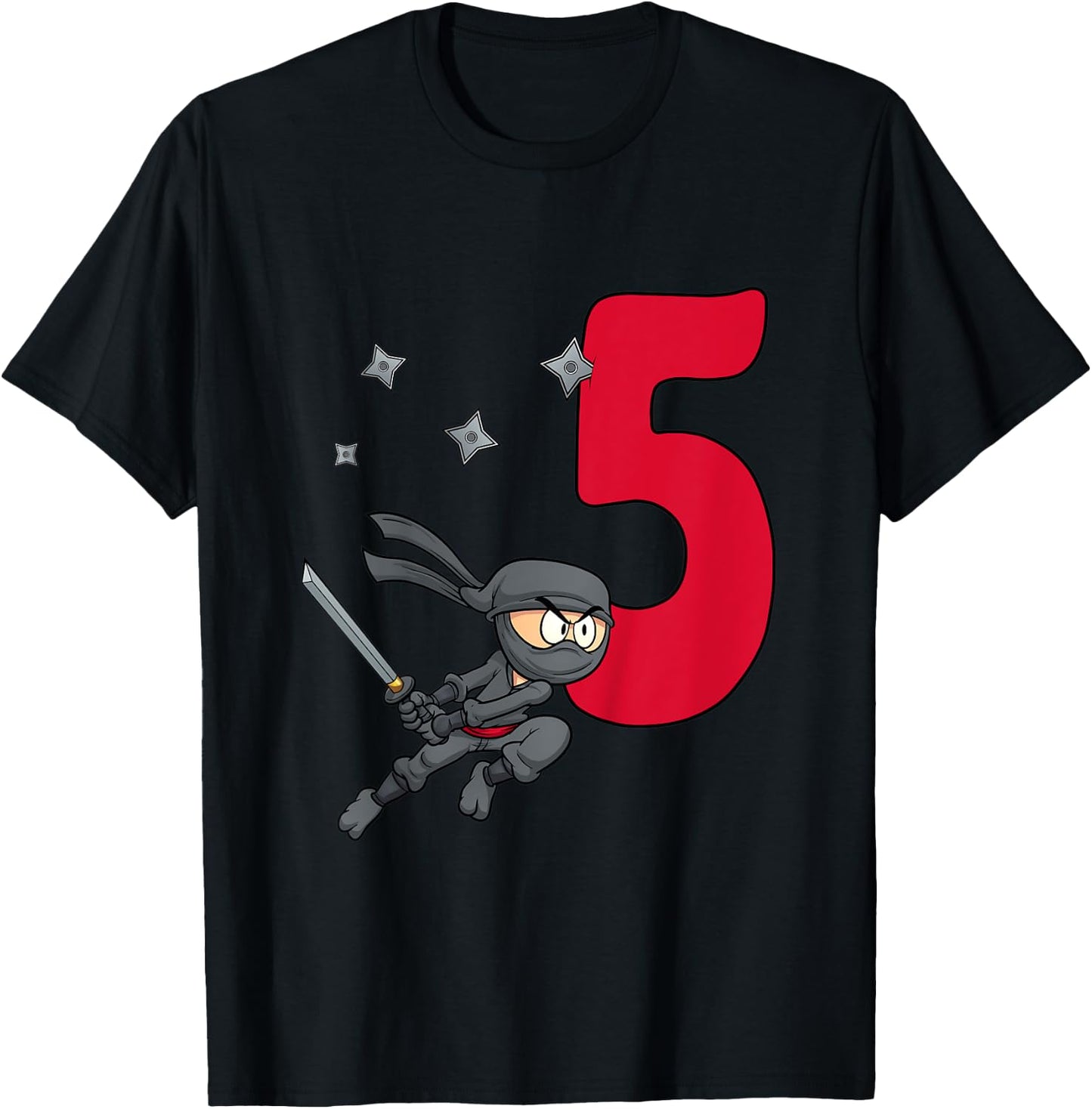 Kids 5th Birthday Boy Gift Ninja Shirt For Boys five Years T-Shirt - T-Shirt | Black