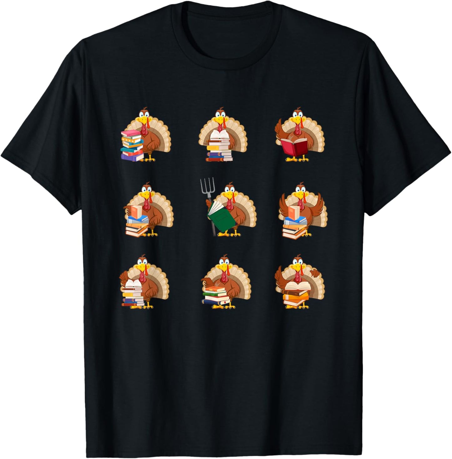 Turkey Reading Teacher Thanksgiving Librarian Book Lover T-Shirt - T-Shirt | Black