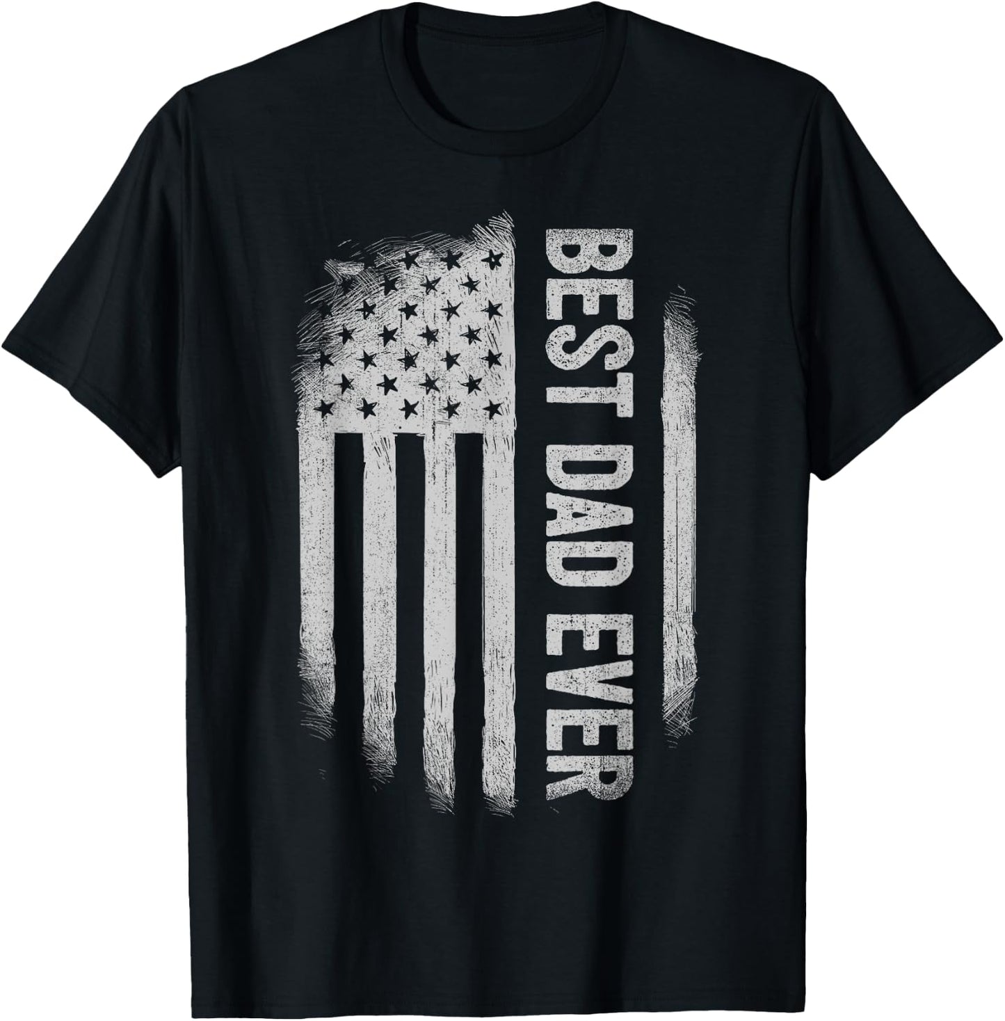 Best Dad Ever Funny Family Father's Day American Flag Men T-Shirt - T-Shirt | Black