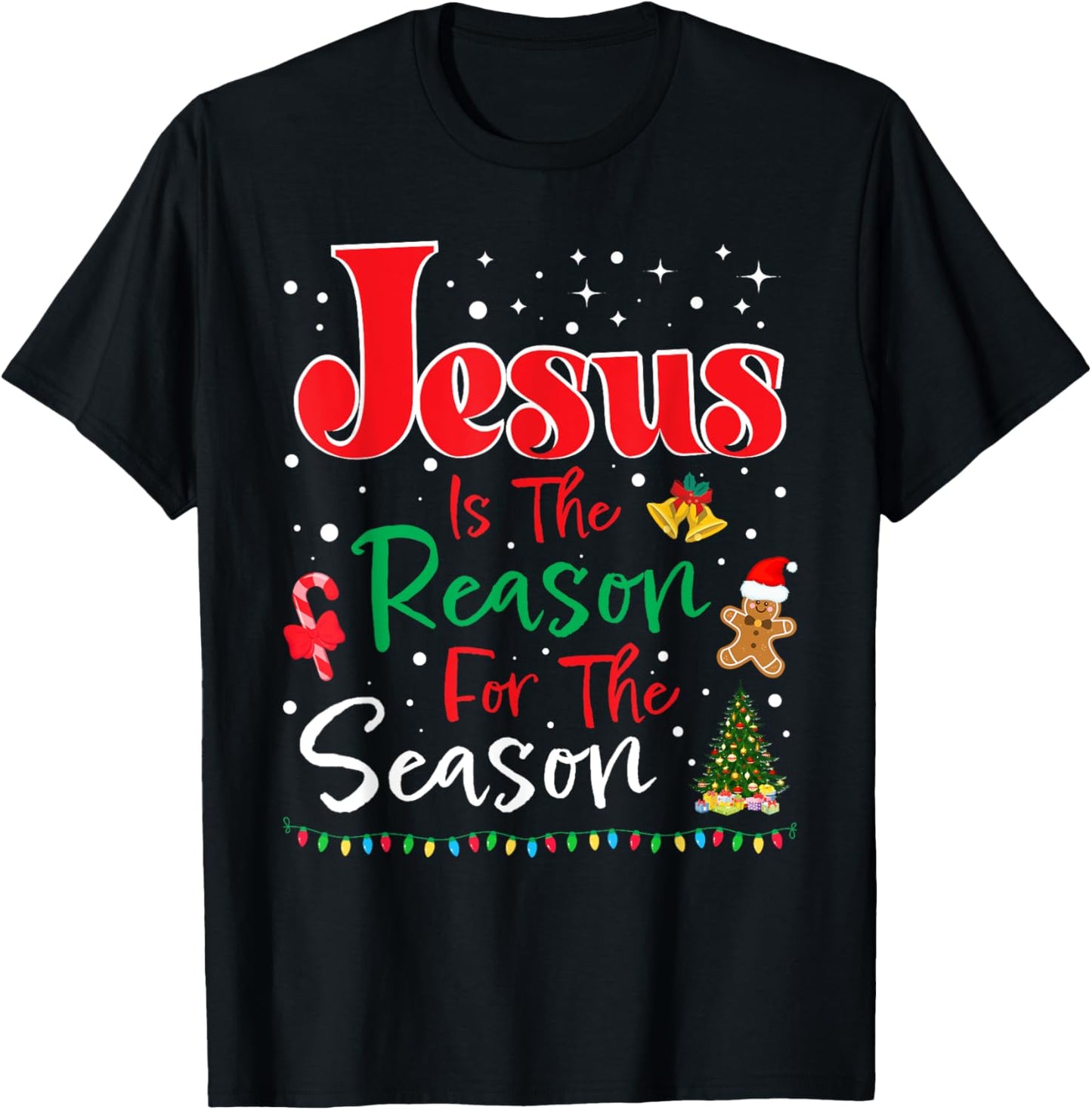 Jesus Is The Reason for The Season Christmas Family Pajamas T-Shirt - T-Shirt | Black