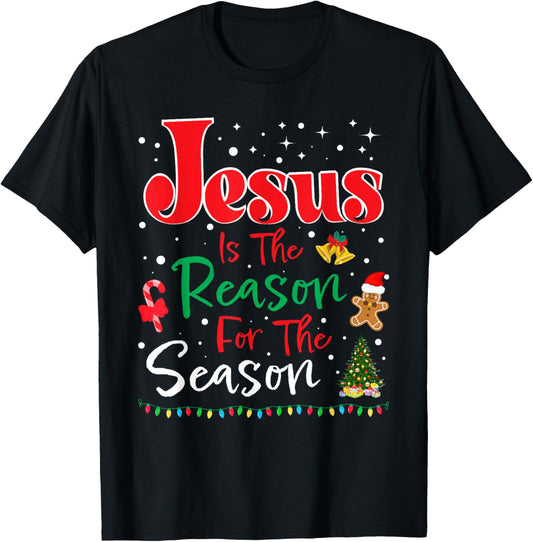 Jesus Is The Reason for The Season Christmas Family Pajamas T-Shirt - T-Shirt | Black