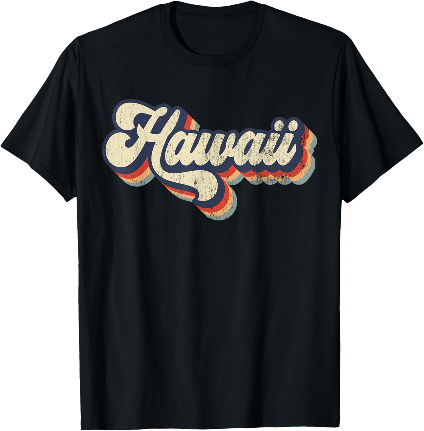 Hawaii Home State USA 70s Vintage Retro Distressed T-Shirt - T-Shirt | Black