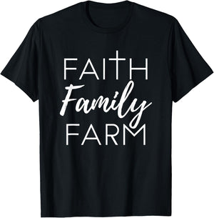 Faith Family Farm Country Farmer's Wife Gift T-Shirt - T-Shirt | Black