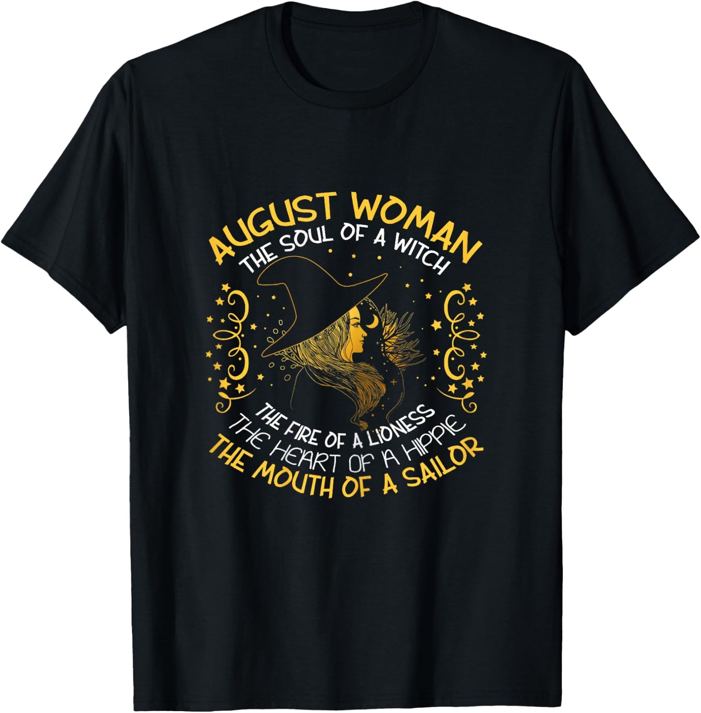 August Woman Witch Soul Cute Halloween August Birthday Gift T-Shirt - T-Shirt | Black
