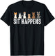 Cute Animal Whisperer Puppies Humor Quote Designs | Funny Sit Happens | Cool Sitting Dogs -Adults, Kids - Black, Short Sleeve, Classic Fit, , Pull On T-Shirt - T-Shirt | Black