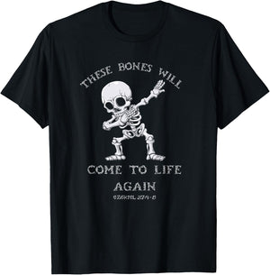 These Bones Ezekiel Christian Halloween Dabbing Skeleton T-Shirt - T-Shirt | Black