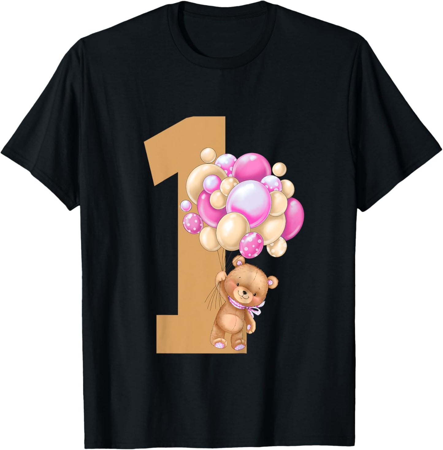 Kids Beary First Birthday Teddy Bear 1st Birthday Girl Matching T-Shirt - T-Shirt | Black