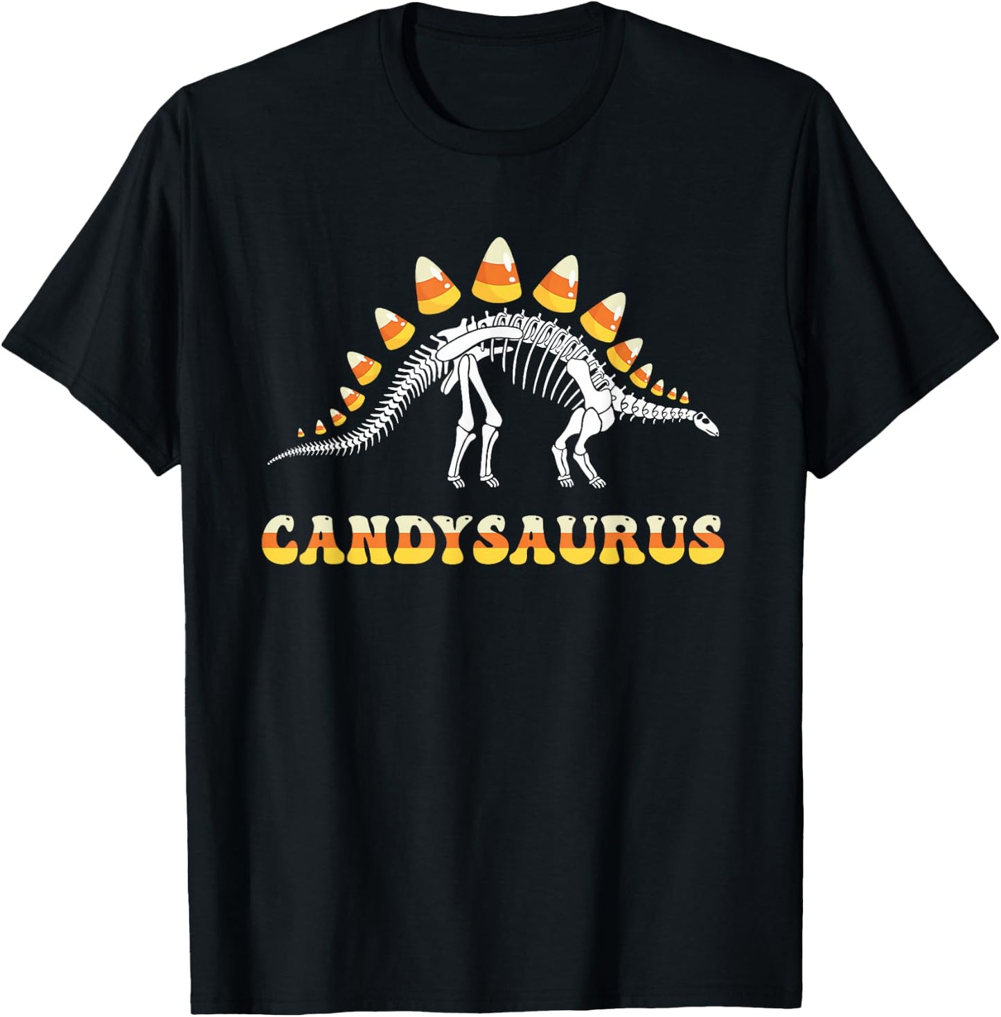 Funny Candysaurus Candy Corn Toddler Kid Dinosaur Halloween T-Shirt - T-Shirt | Black
