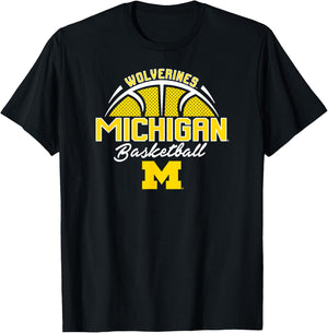Michigan Wolverines Basketball Three Pointer Dark Heather T-Shirt - T-Shirt | Black