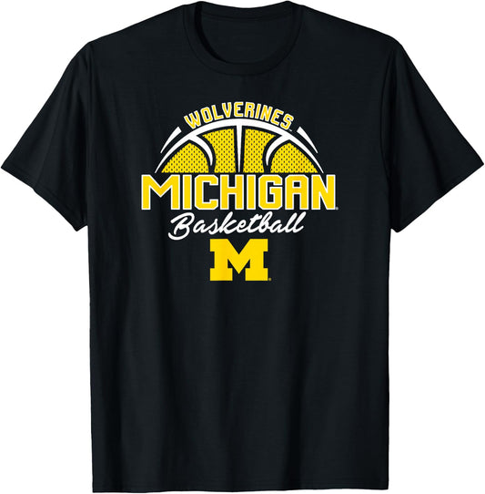 Michigan Wolverines Basketball Three Pointer Dark Heather T-Shirt - T-Shirt | Black