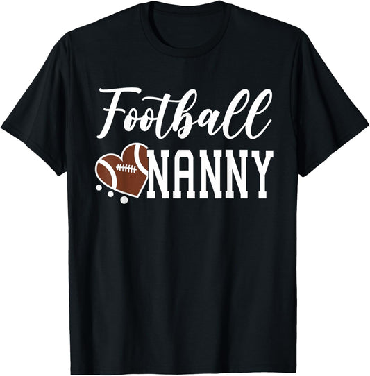 Football Nanny Love Heart Football T-Shirt - T-Shirt | Black
