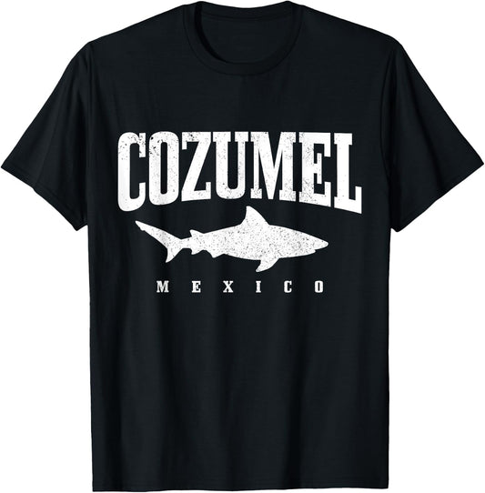 Cozumel Beach Mexico Diving Sharks Vintage Women Kids T-Shirt - T-Shirt | Black
