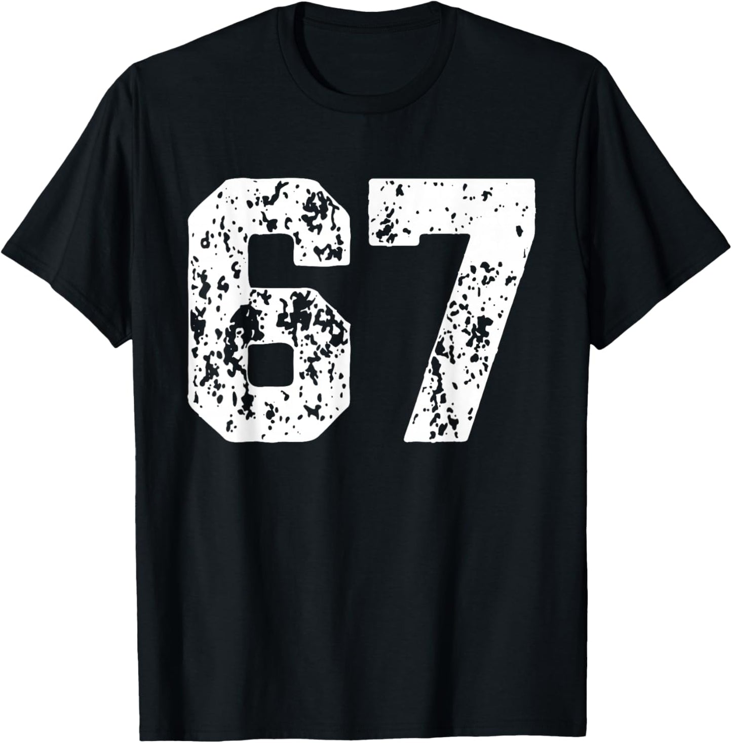 Number 67 White Best Classic College Style Birthday Funny T-Shirt - T-Shirt | Black