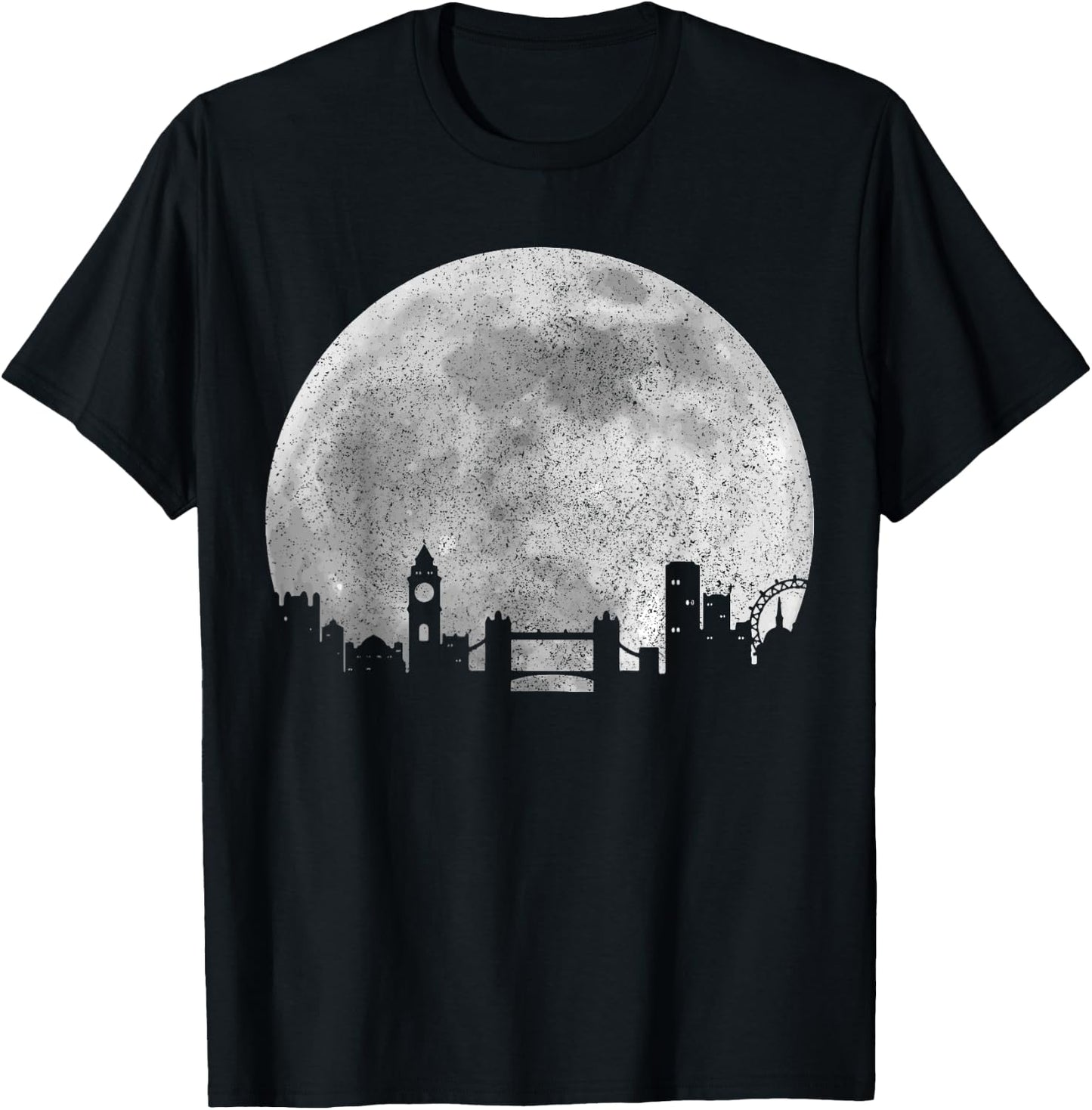 London Skyline Moon UK Vintage Great Britain England London T-Shirt - T-Shirt | Black