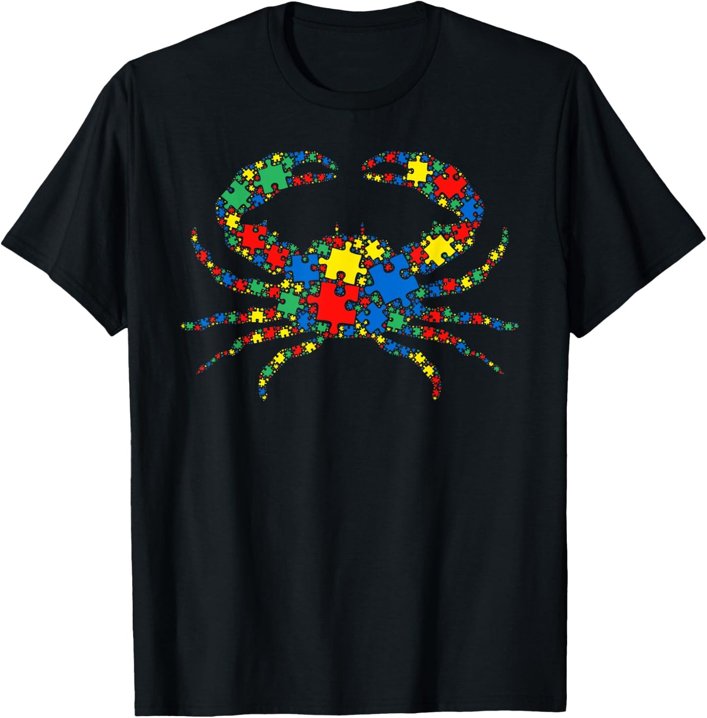 Crab Autism Puzzle Men Kids - Autism Awareness T-Shirt - T-Shirt | Black