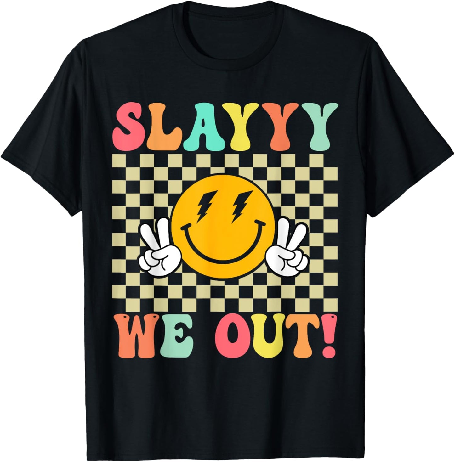 Slay We out Girls Retro Groovy Last Day of School Summer T-Shirt - T-Shirt | Black