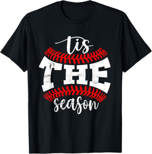Tis The Season Funny Softball Baseball Lovers And Players T-Shirt - T-Shirt | Black