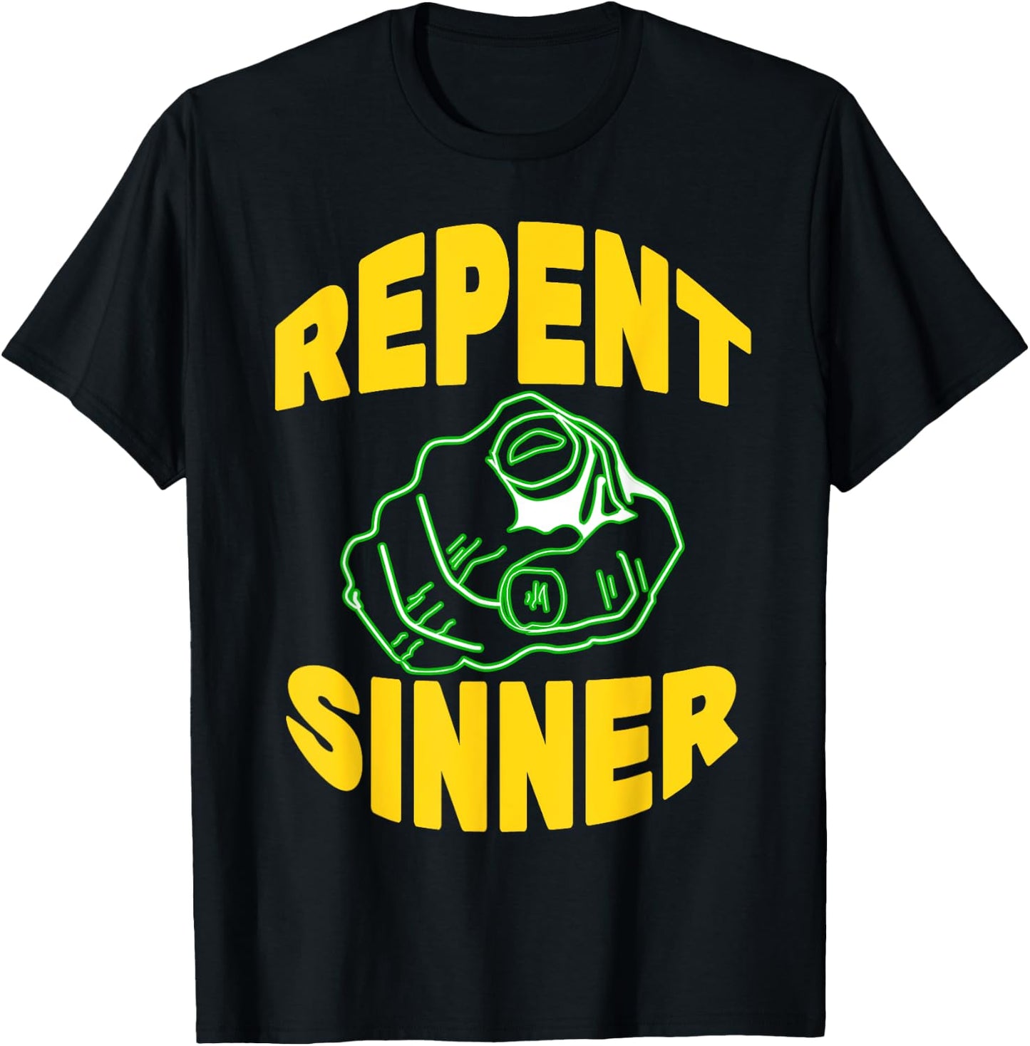 Repent Sinner - Funny Christian Jesus Bible T-Shirt - T-Shirt | Black