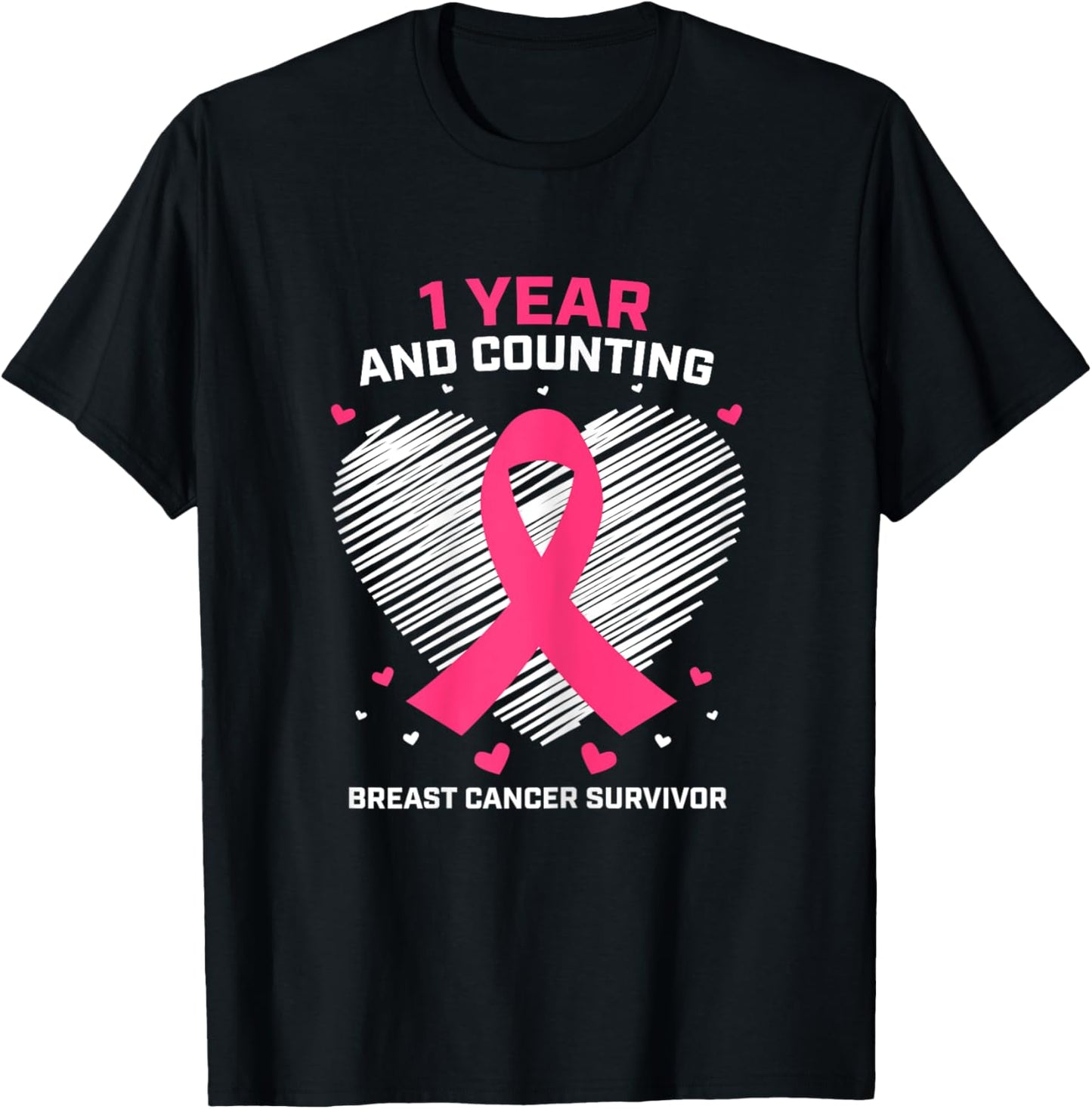 1 Year Cancer Free Pink Breast Cancer Survivor Gifts Women T-Shirt - T-Shirt | Black