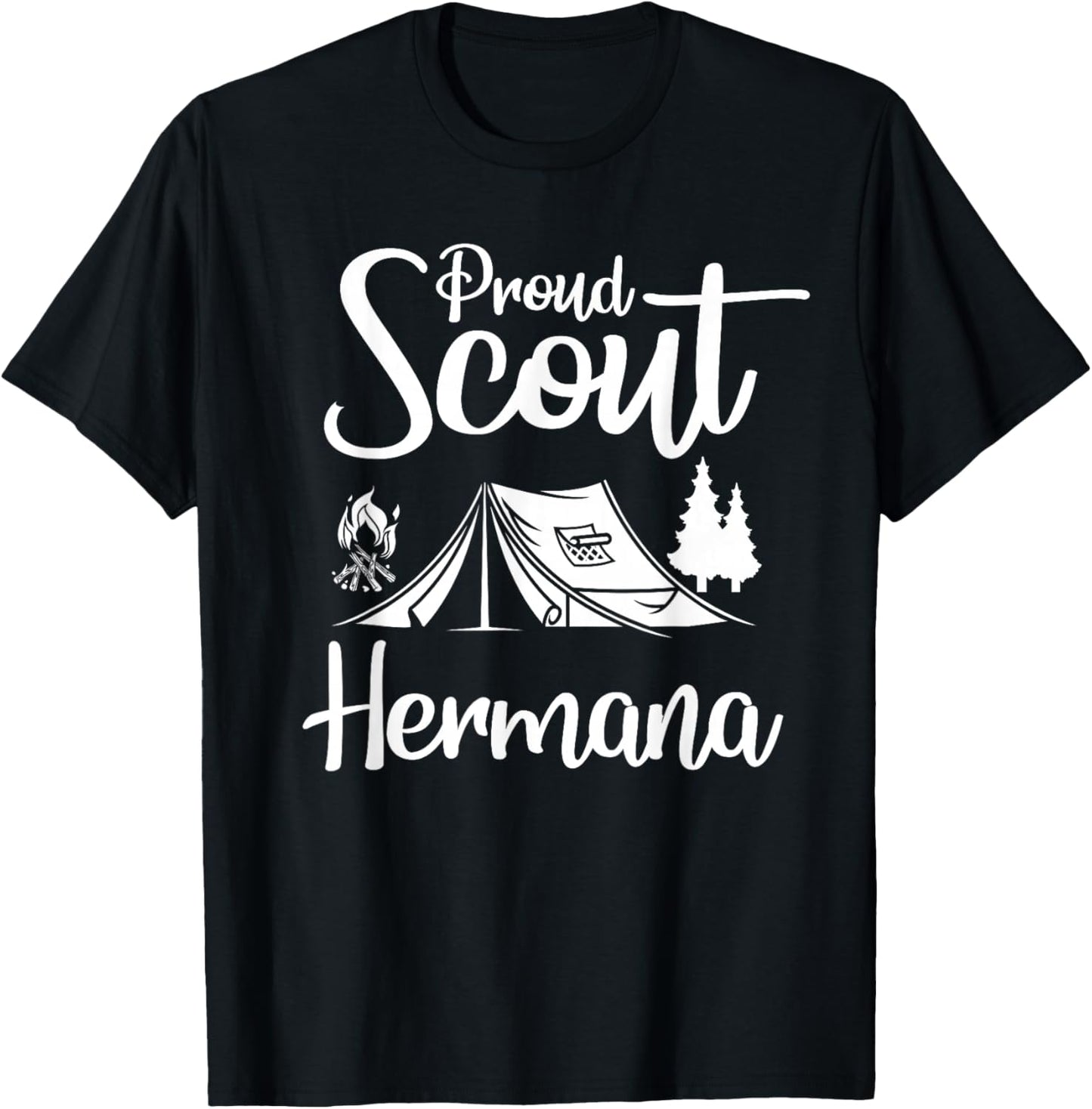 Proud Scout Hermana Camping Scouting Tent Scout Sis Leader T-Shirt - T-Shirt | Black
