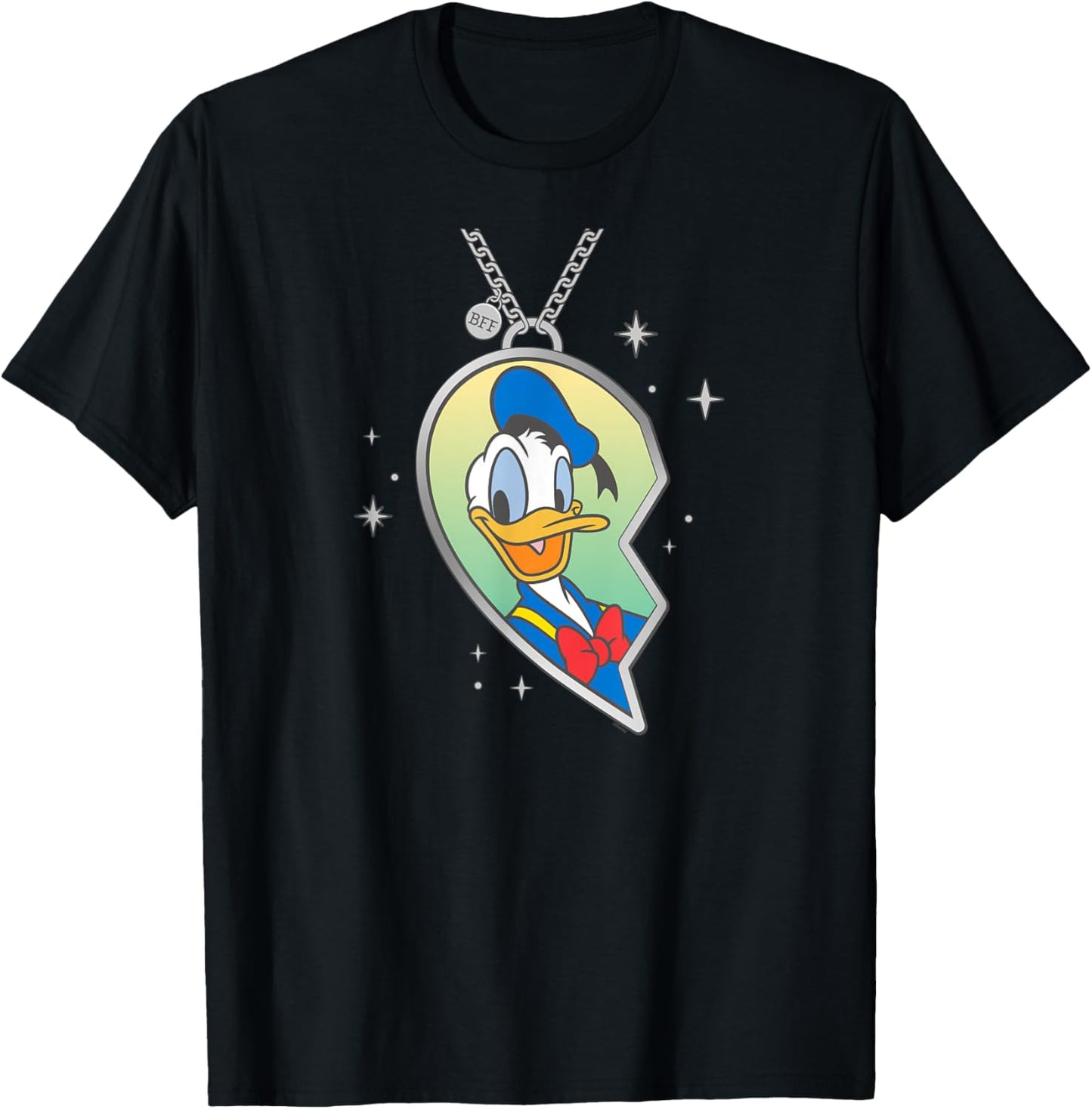 Disney BFF Best Friends Matching Heart Necklace Donald Duck T-Shirt - T-Shirt | Black