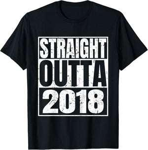 Straight Outta 2018 Classic 2018 Birth Of Birthday Vintage T-Shirt - T-Shirt | Black